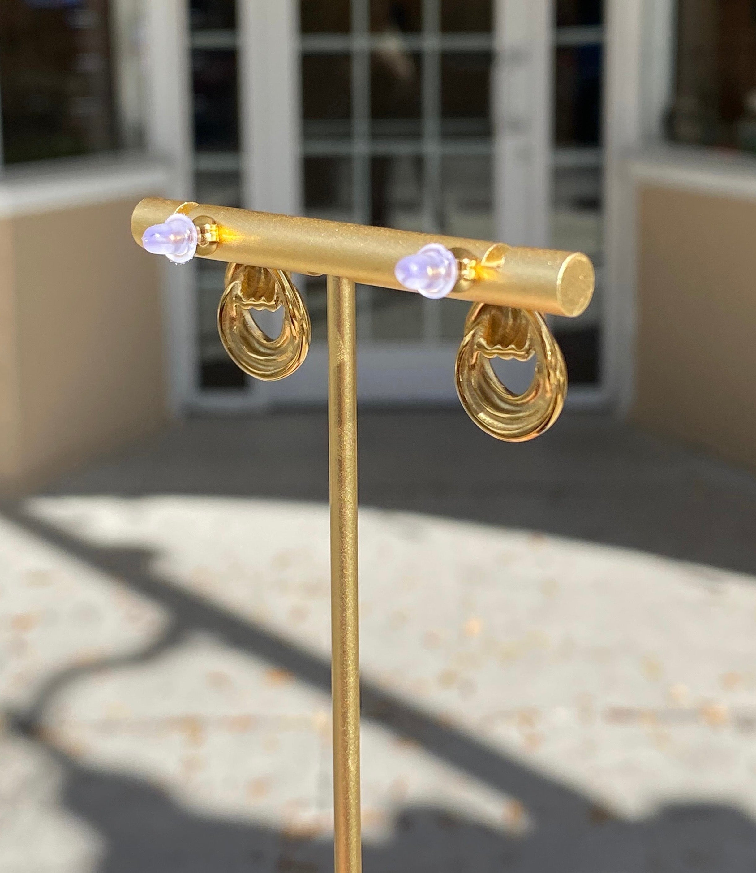 Interlaced Steel Golden Earrings