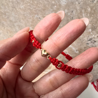 Mini Heart 18K Solid Gold in Red String Bracelet