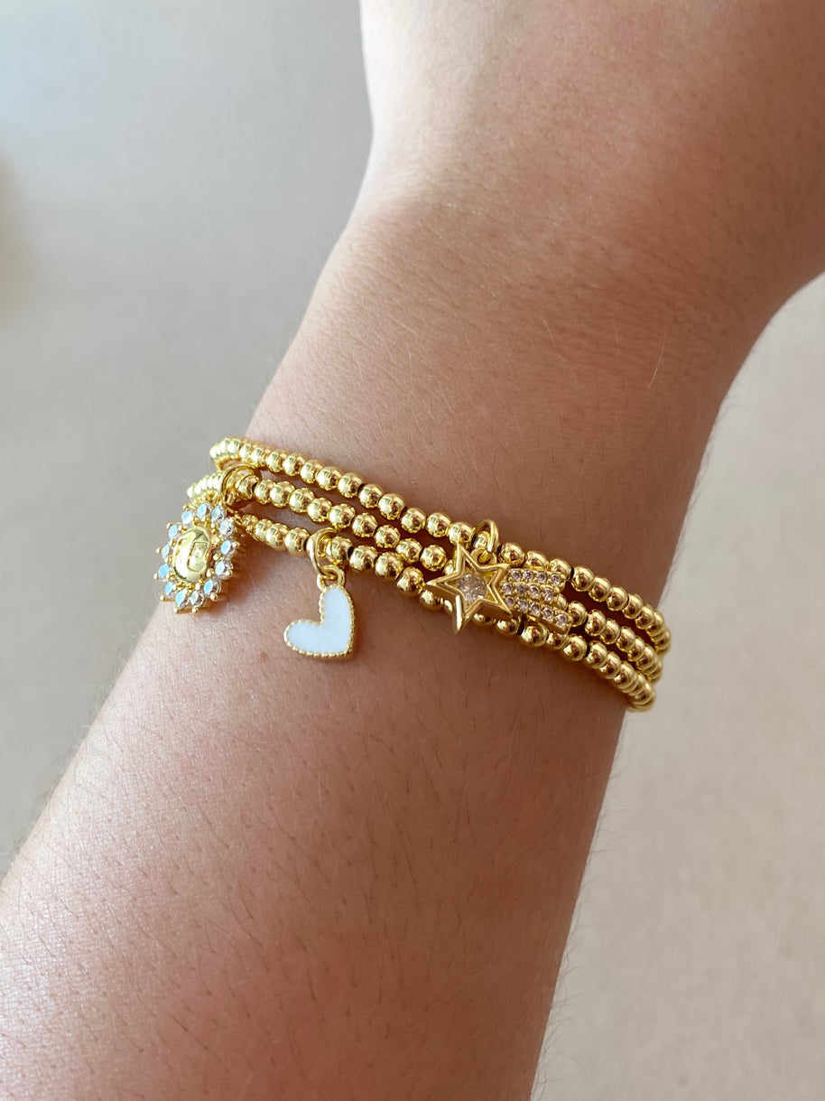 Star, White Heart and Faith Charms Elastics Bracelets