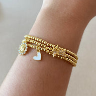 Star, White Heart and Faith Charms Elastics Bracelets