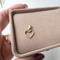 Golden 18K Solid Gold Shiny Heart Silhouette Charm