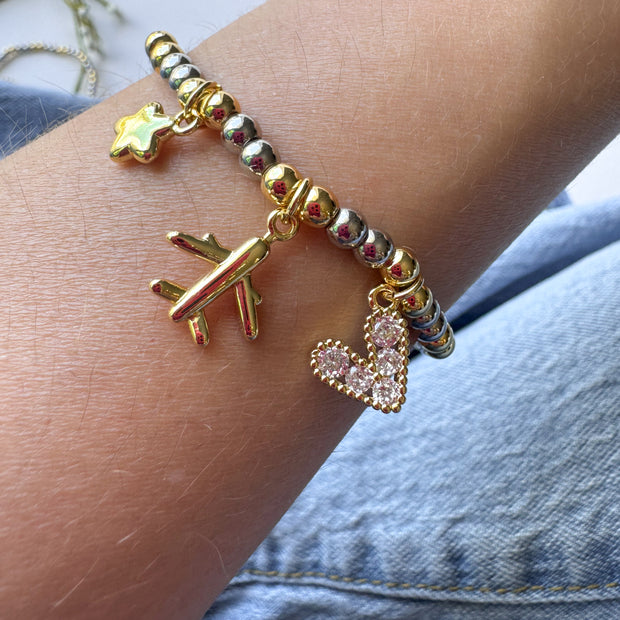 Airplane + ⭐️ & Heart 🤍 Elastic Bracelet
