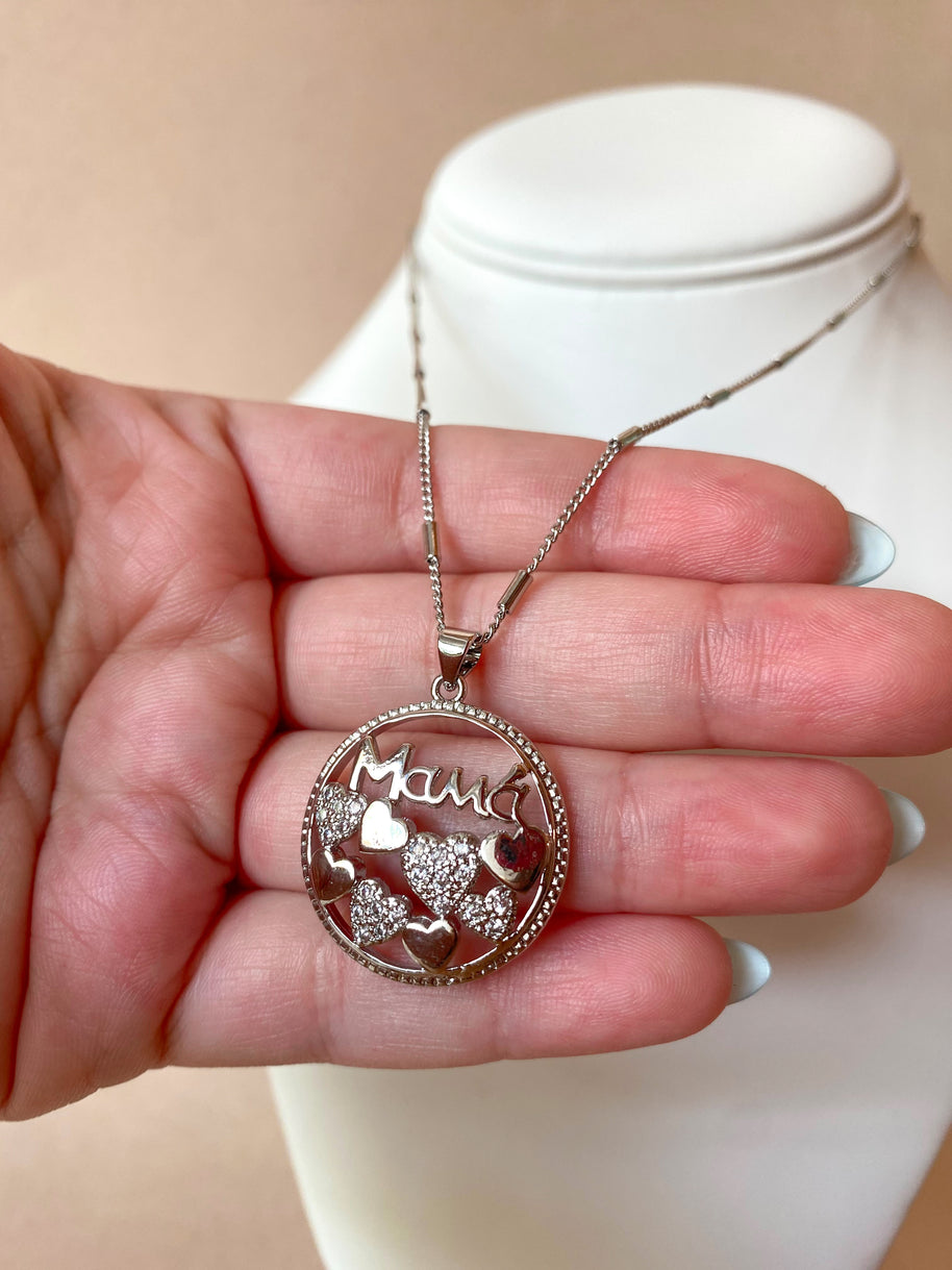 Silver Circular Mama Necklace
