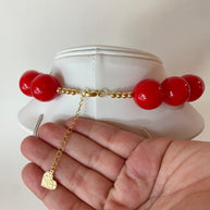 Acrylic Red Gumball Bead with Black Heart Necklace