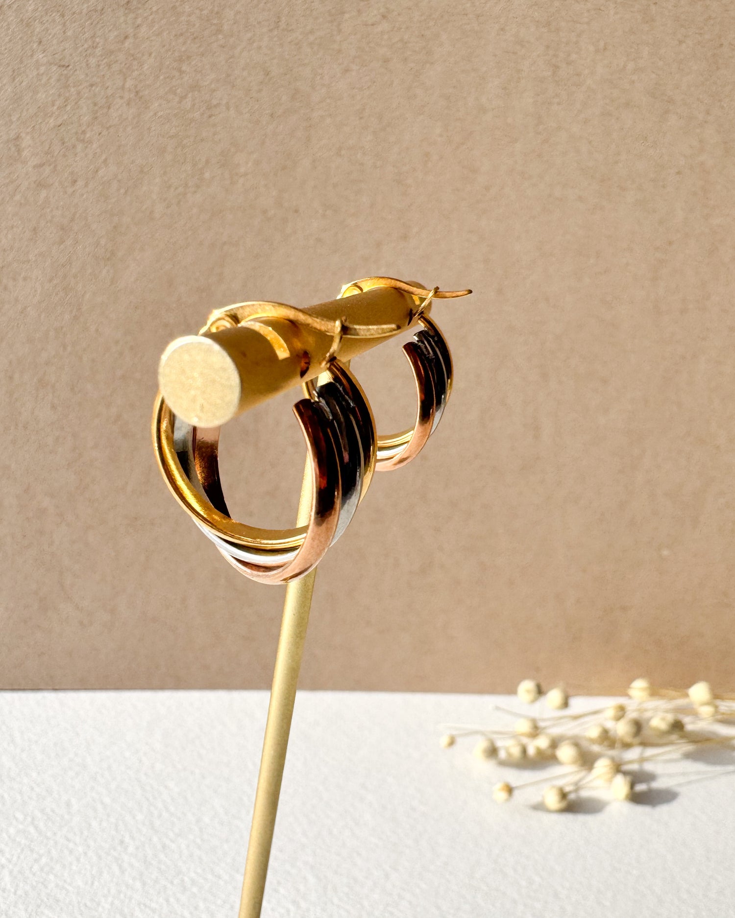 3 Gold Steel U Shape Hoops