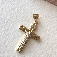 2 Tones Cross 18k Solid Gold Charm