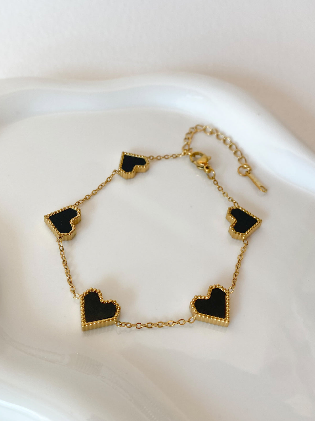 Black Hearts Pattern Steel Bracelet