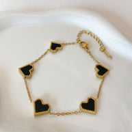 Black Hearts Pattern Steel Bracelet
