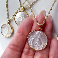 Sacred Mother of Pearl Assorted Medals Necklace