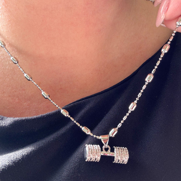 Cadena Silver Gym Charm