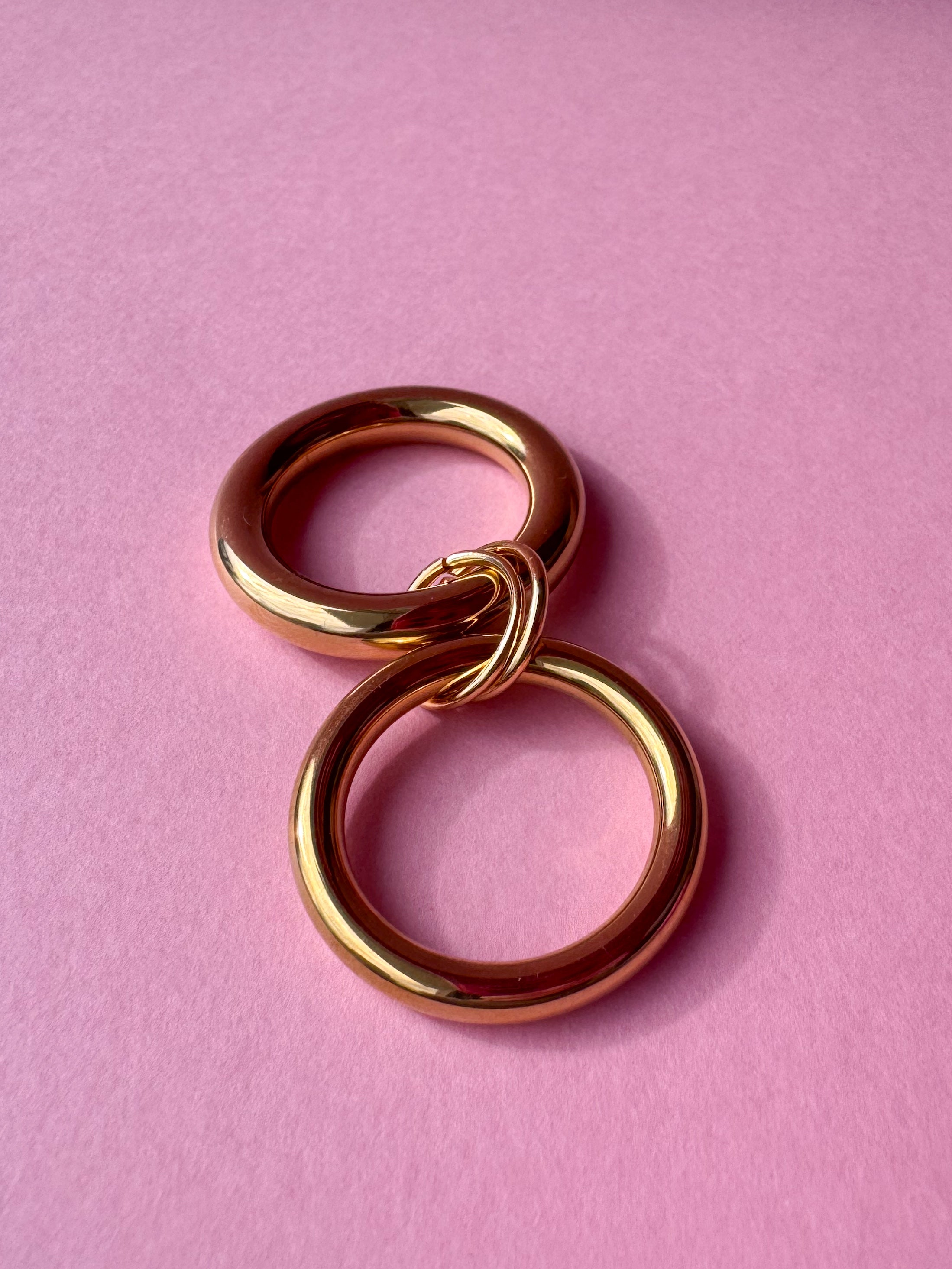Anillo doble dorado plain acero