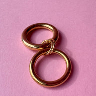 Anillo doble dorado plain acero