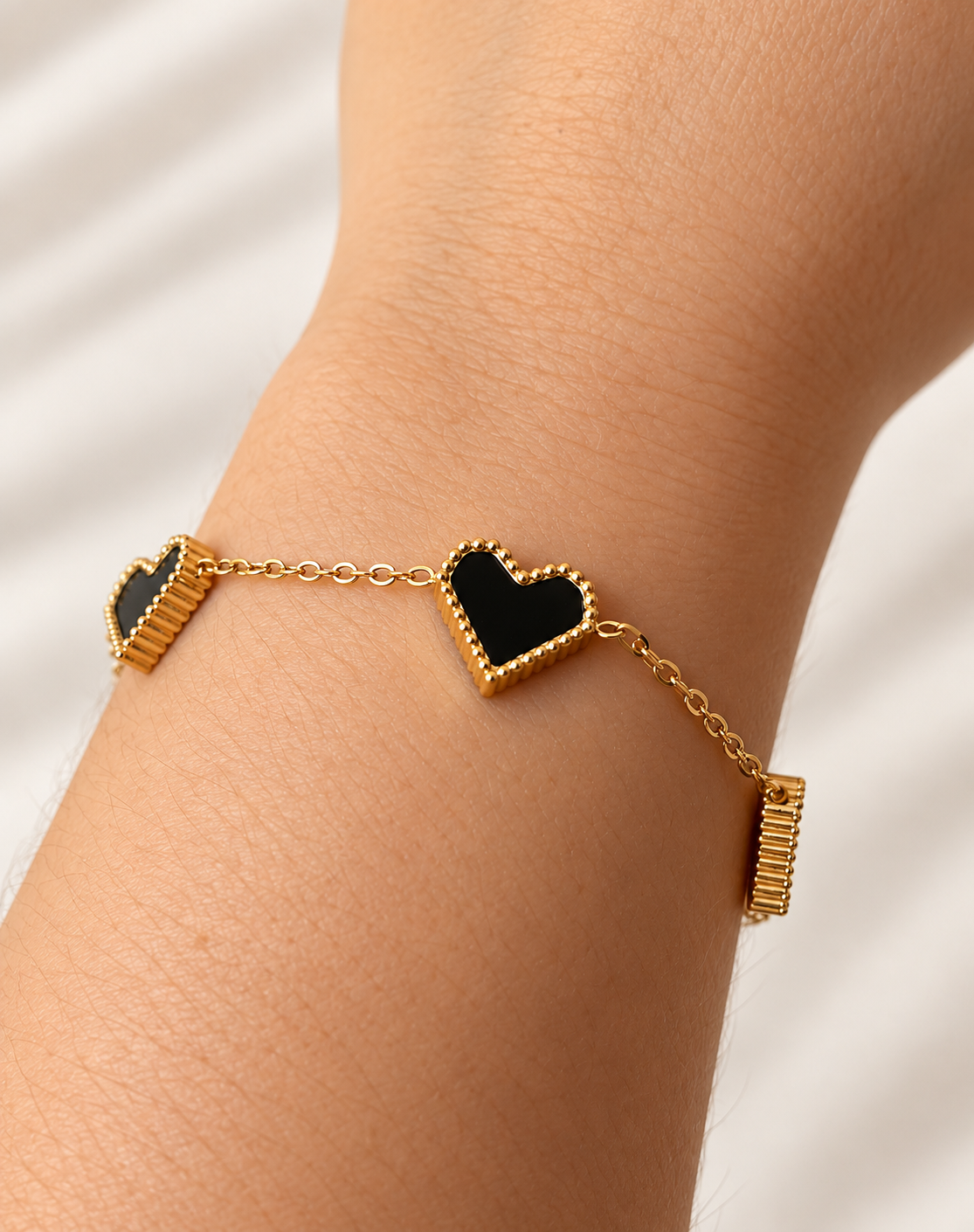 Black Hearts Pattern Steel Bracelet