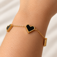 Black Hearts Pattern Steel Bracelet