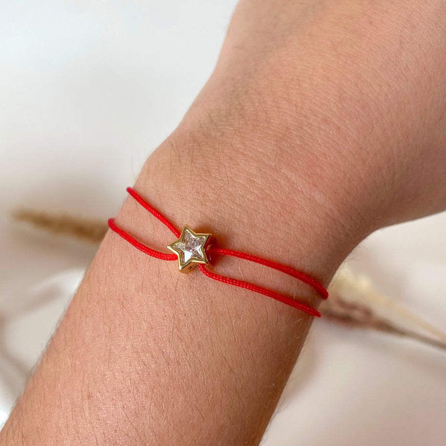 Black or Red Star Crystal Thread Bracelets