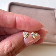 Heart Zircon 18k Solid Gold Earrings