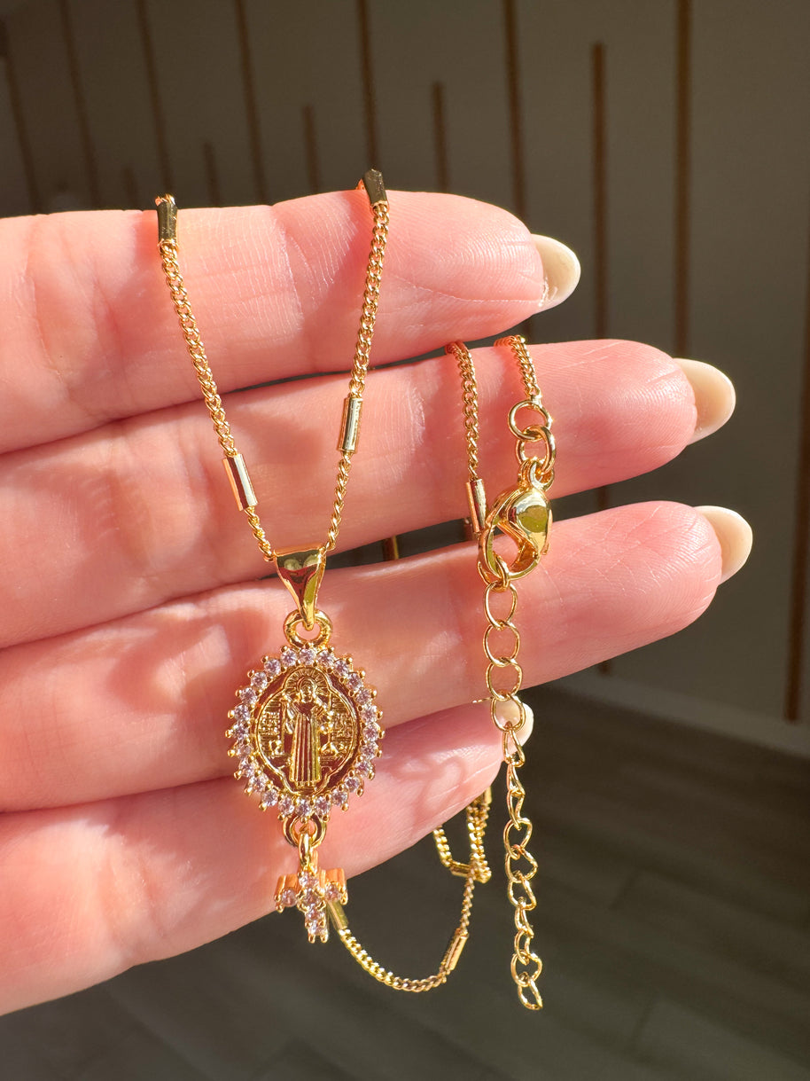 Saint Benedict & Cross Necklace