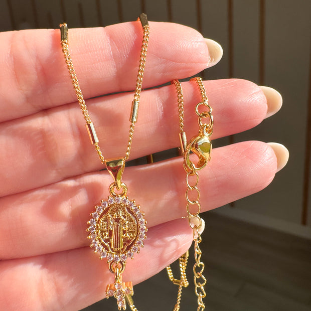 Saint Benedict & Cross Necklace