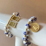 St. Benedict Blue & White Adjustable Bracelet
