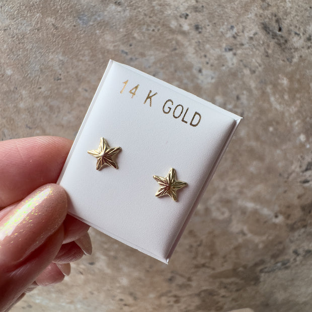 Stars Studs 14k Solid Gold Earrings