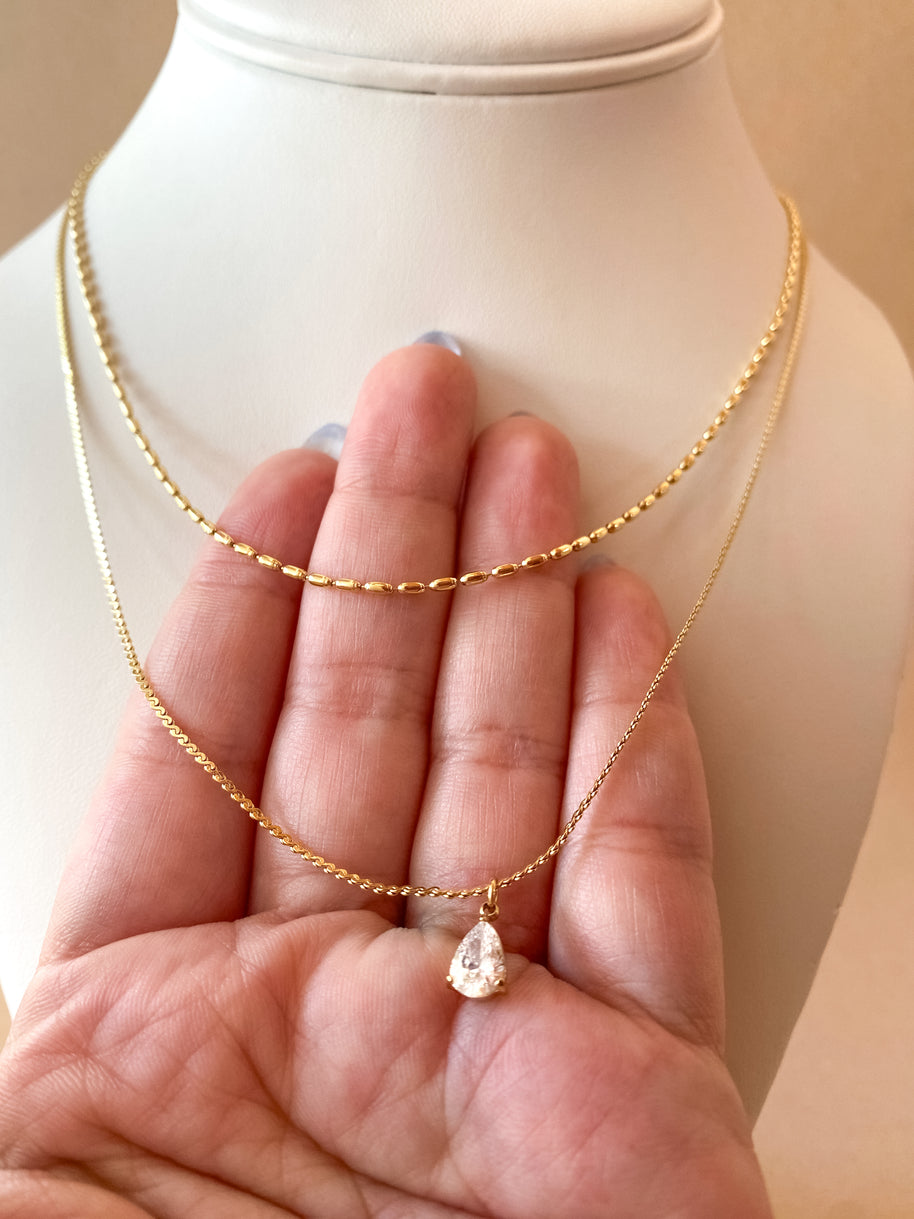 Double Golden Crystal Steel Necklace