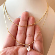 Double Golden Crystal Steel Necklace