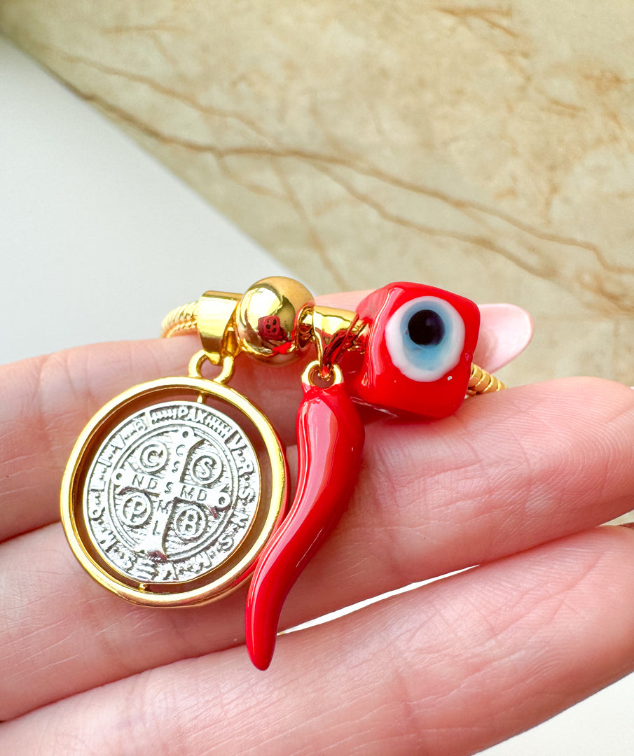 Pulsera Amuleto St Benito Tuerca Roja