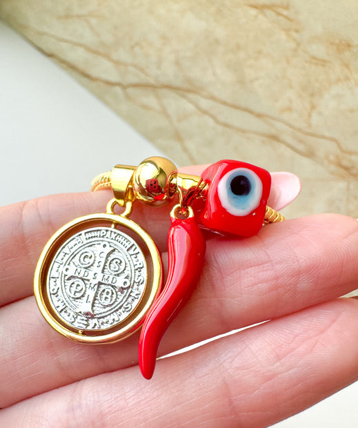 Pulsera Amuleto St Benito Tuerca Roja