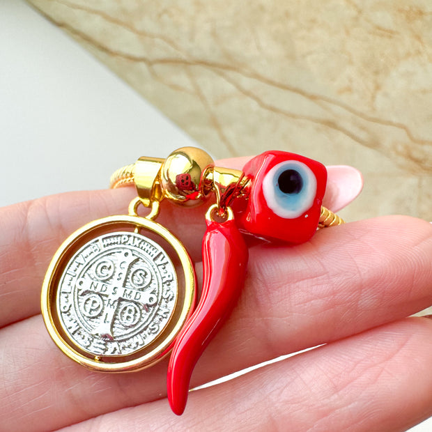 Pulsera Amuleto St Benito Tuerca Roja