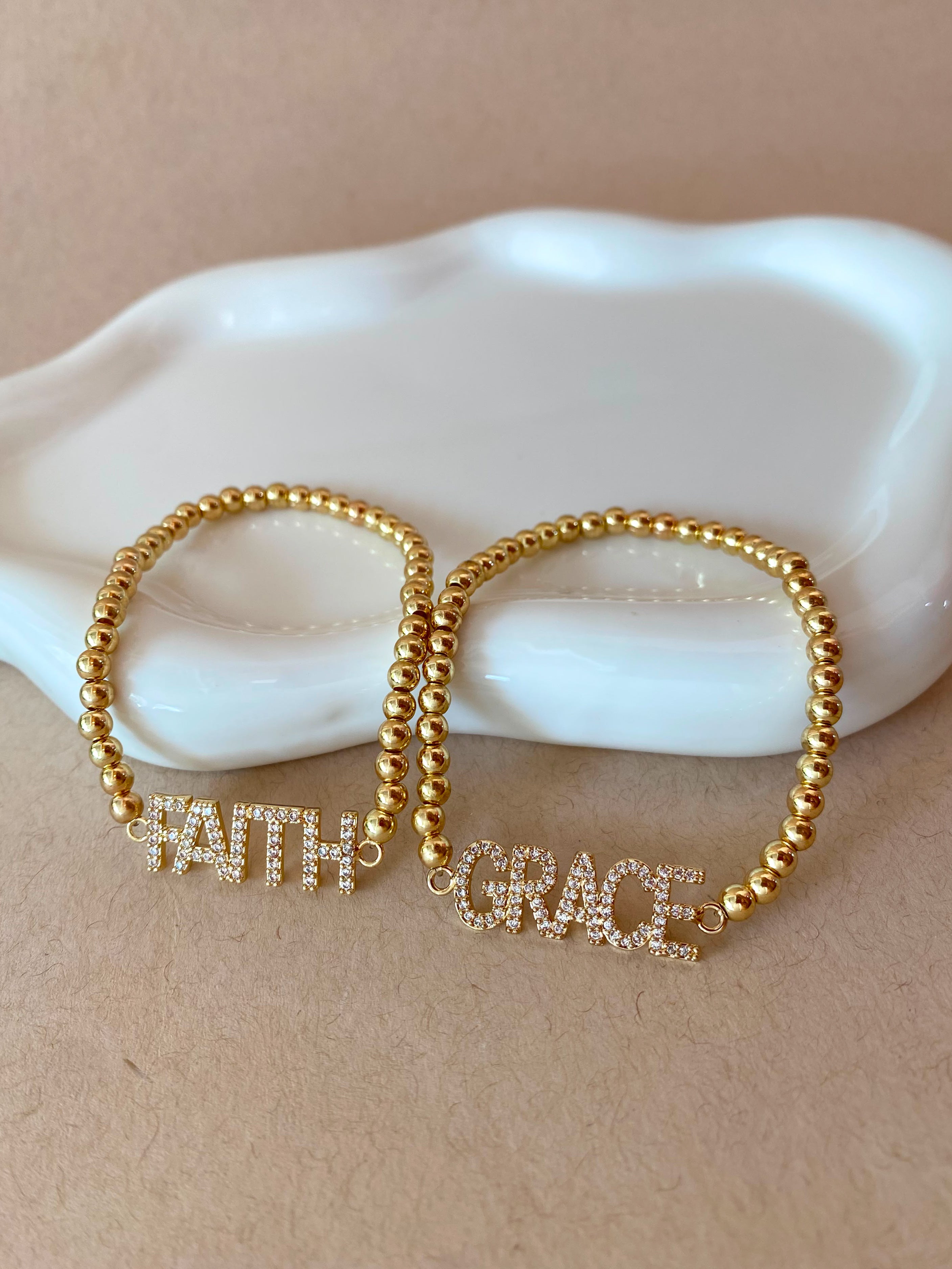 Faith and Grace Crystals Elastic Bracelets