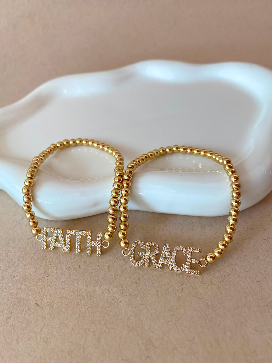 Faith and Grace Crystals Elastic Bracelets