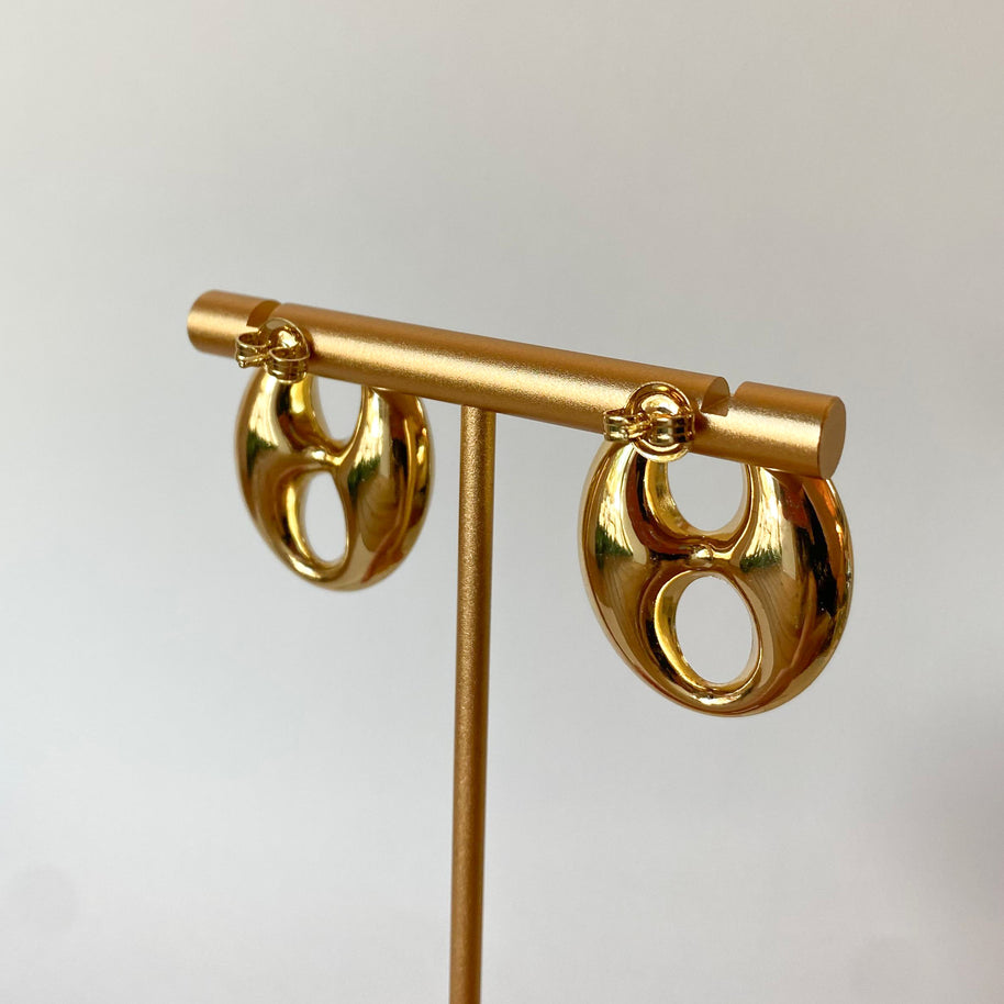 Golden Steel Big Coffee Grain Earrings