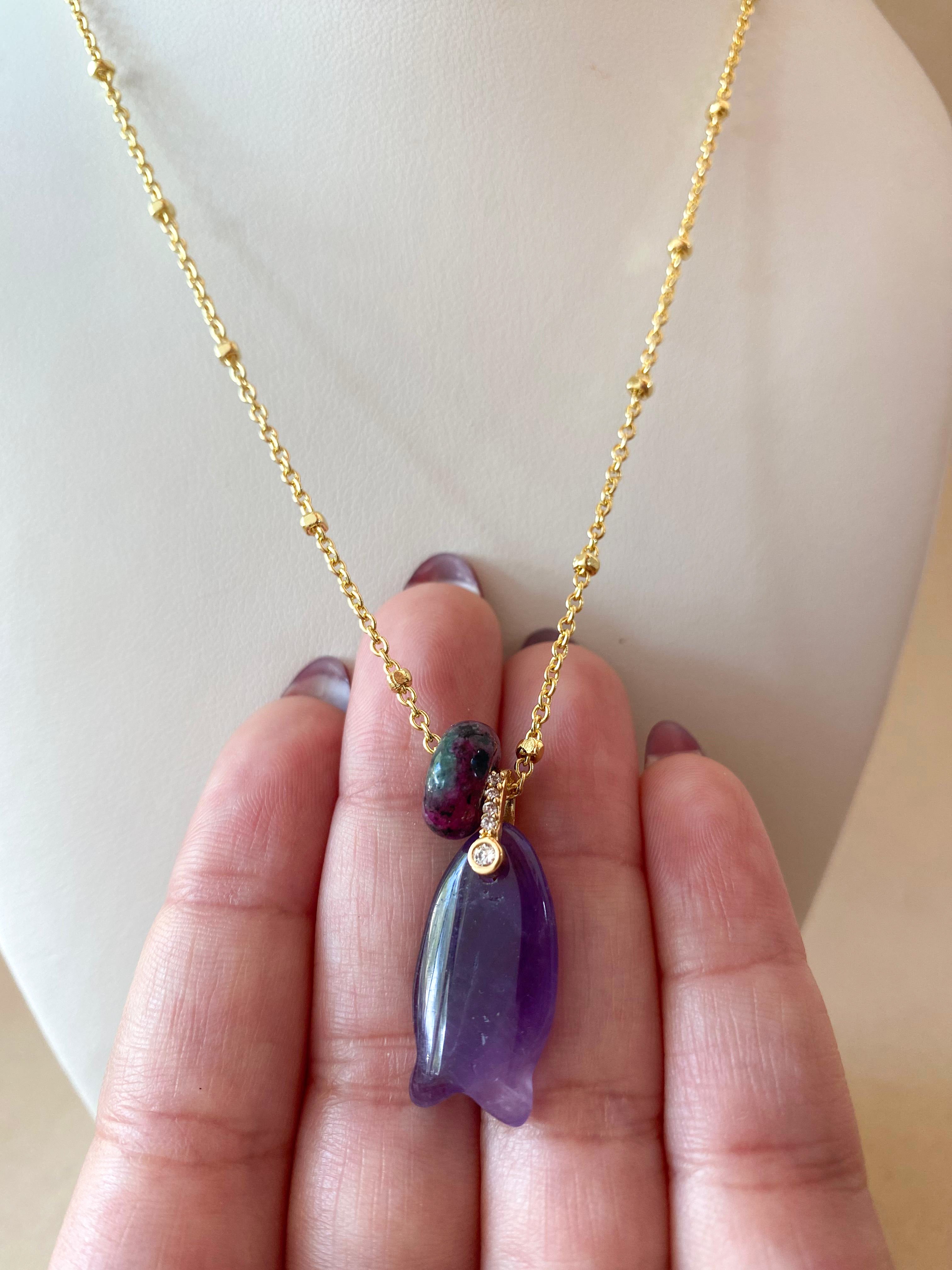 Amethyst Style Fish and Turkish Necklace