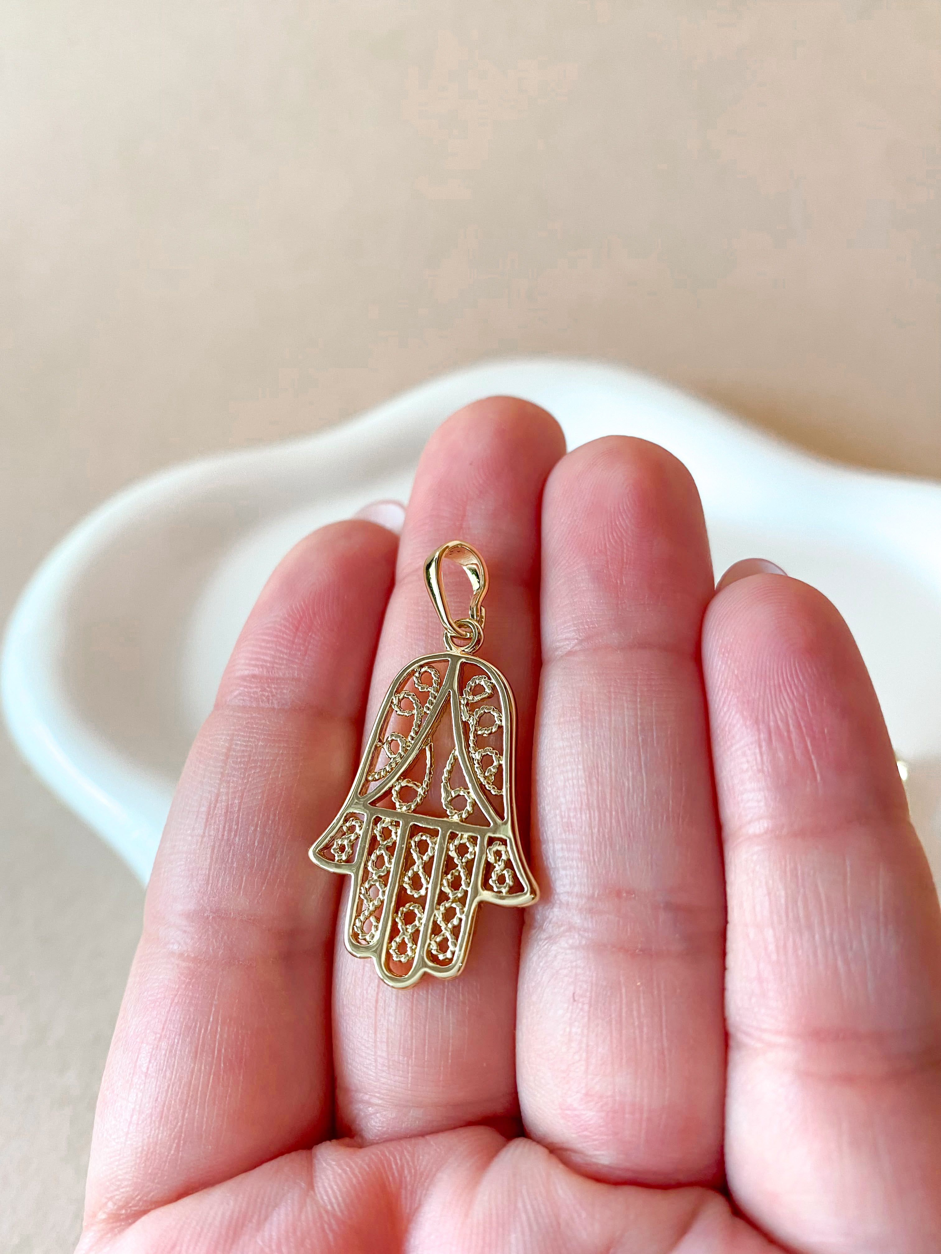 Big Hamsa Golden Style Charm