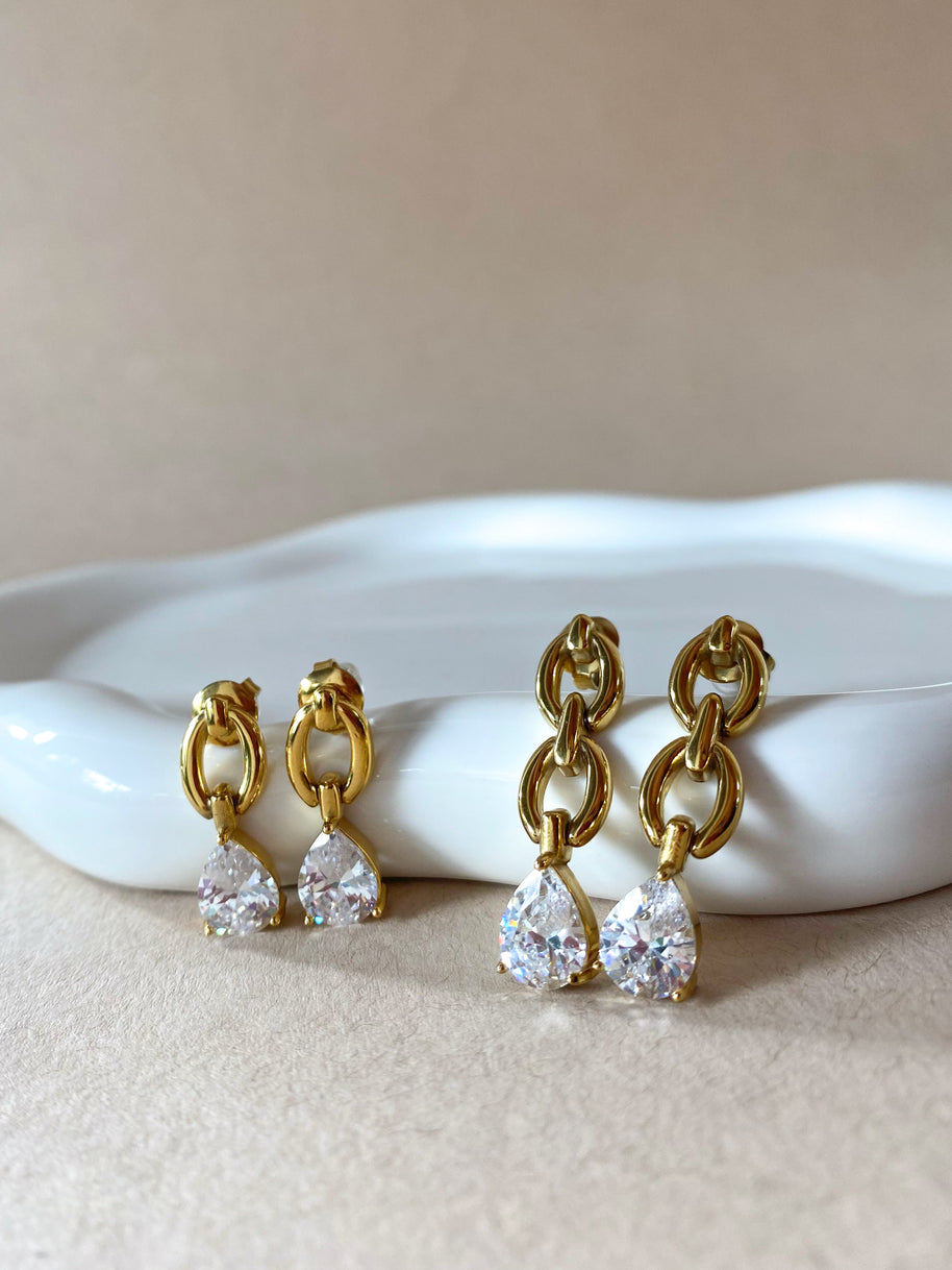 Large & Medium Drop Crystal Style Earrings