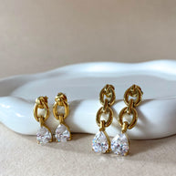 Large & Medium Drop Crystal Style Earrings