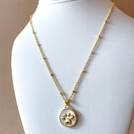 Dog Paw Mother Of Pearl Charm Necklace