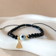 White, Red & Black 🧿 and Virgin of the Valley Thread Adjustable Bracelet