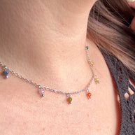 Colorful Beads Silver Necklace