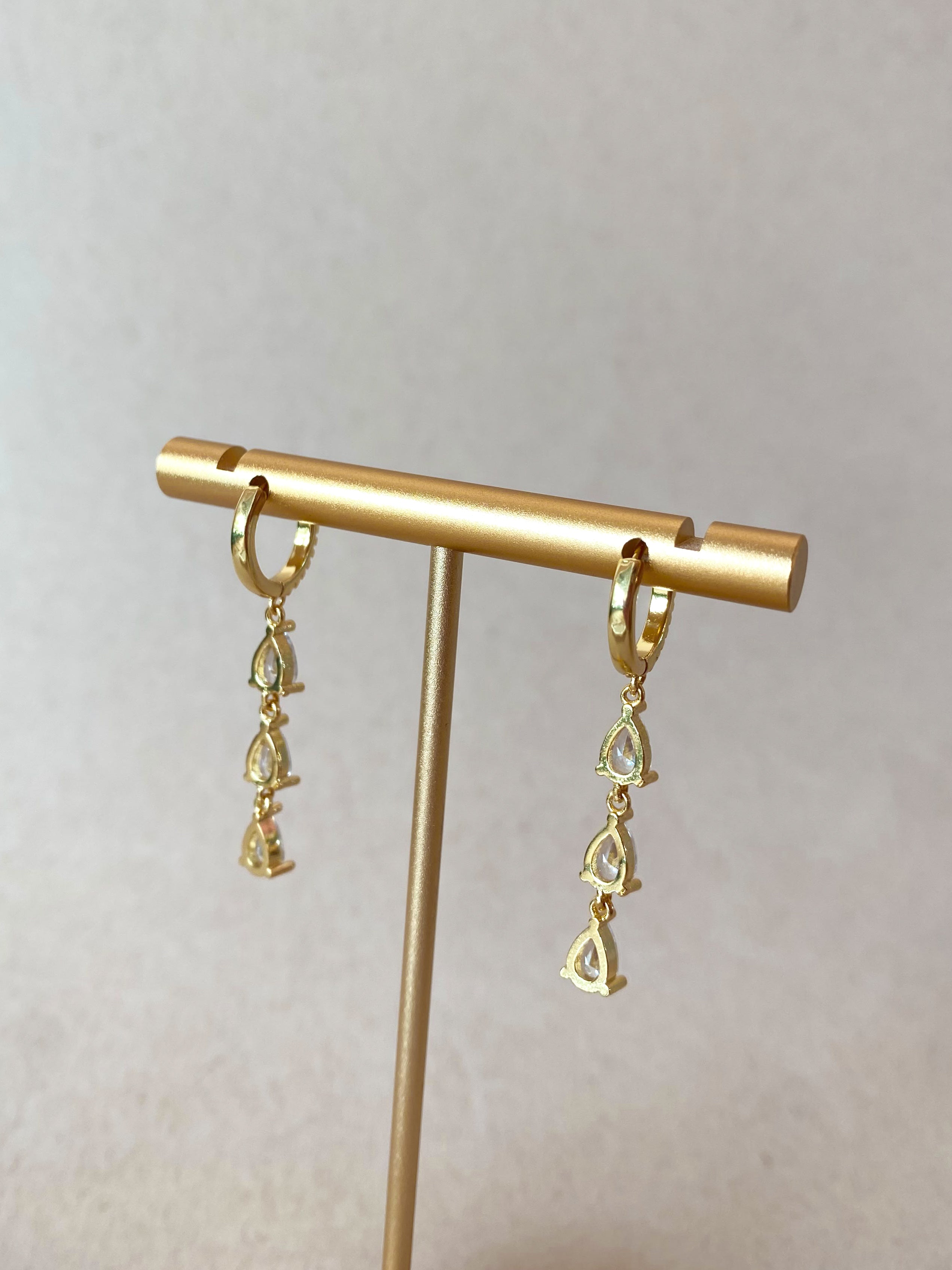Crystal Drop Golden Hoops