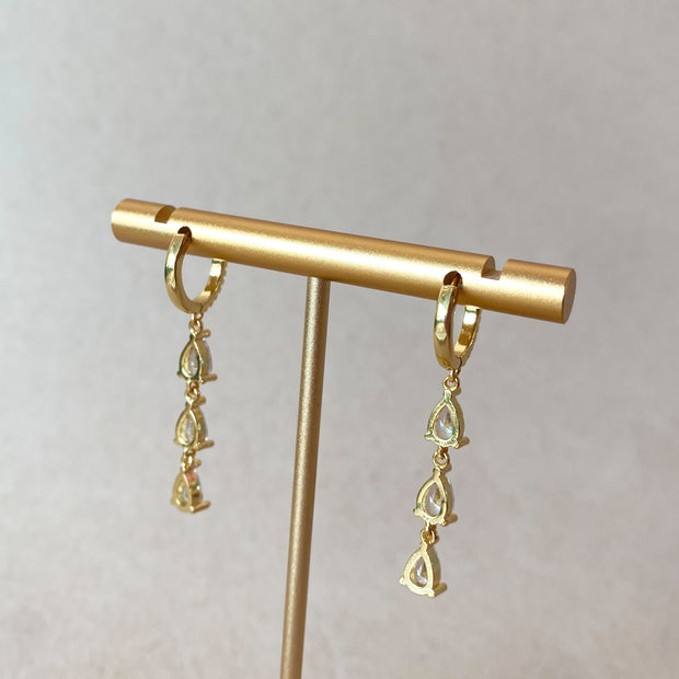Crystal Drop Golden Hoops