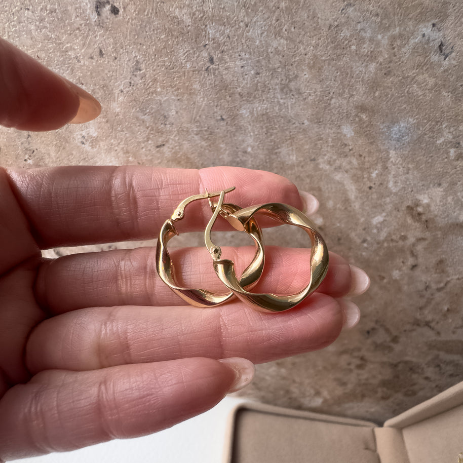 Twisted Hoops 14k Gold Earrings