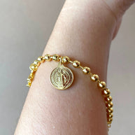 Faith, Red Heart and St Benedict Charms Bracelet