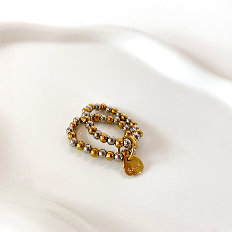Silver and Gold Elastic Double Ring