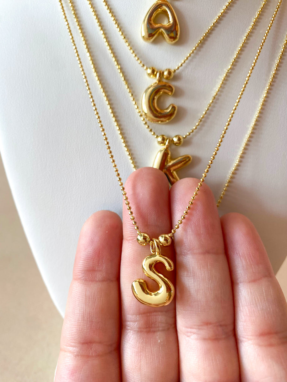 Adjustable Initials Bubble Charms Necklace