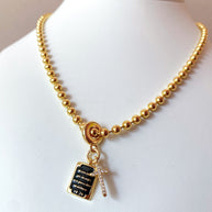 Black Bible Verse and Cross Necklace