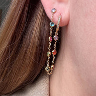 Colorful Crystal 2 Layers Hoops Steel Earrings