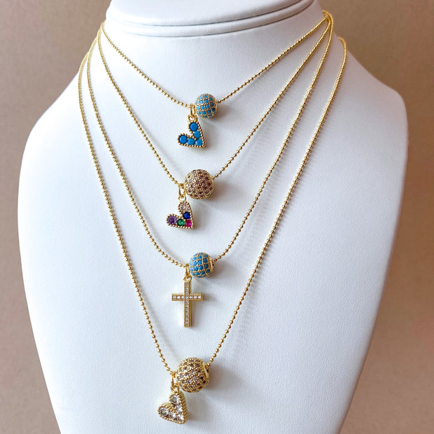 4 Style Hearts and Cross Adjustable Necklaces
