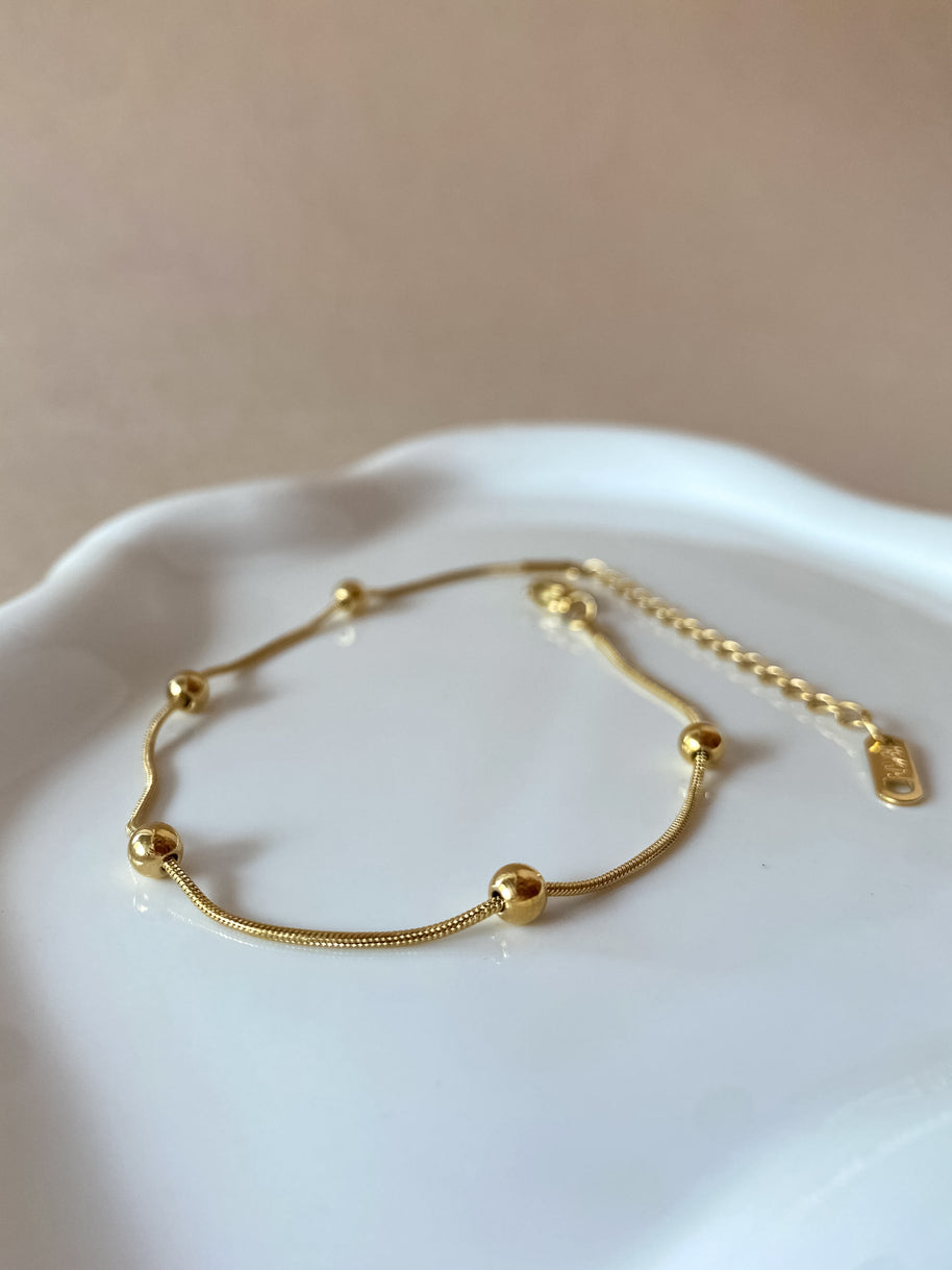 Golden Little Balls Steel Anklet
