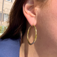 Spiral Golden Steel Big Hoops